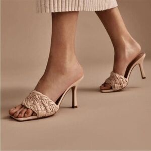 MARC FISHER Draya Woven Sandal Square Toed Heels